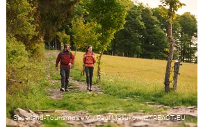 Zwei Wanderer auf einem Wanderweg am Krutenberg