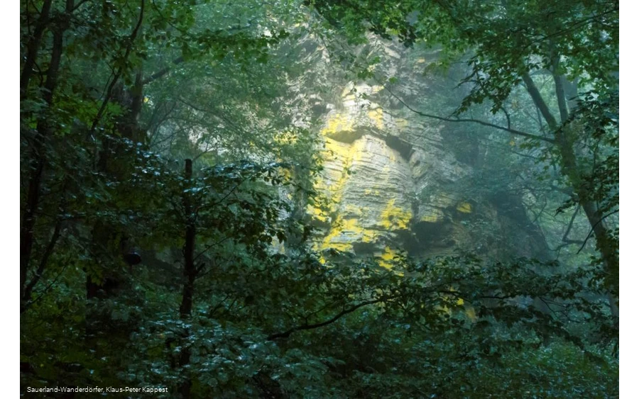 Mystischer Hollenfelsen im Wald bei Schmallenberg-Bödefeld