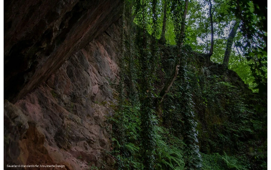 Blick auf die Felswand imSteinbruch Peperburg