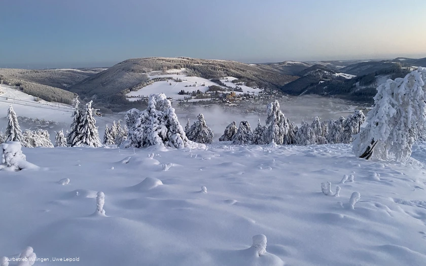 Winterlandschaft auf dem Ettelsberg mit Bergpanorama