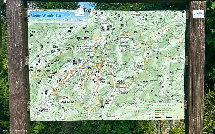 Informationstafel zu Wanderwegen in und um Lenneplätze.