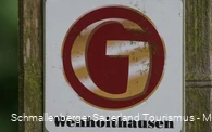 Wanderzeichen der Golddorf Route Wenholthausen