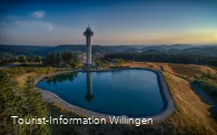 Blick vom Speicherbecken auf den Hochheideturm