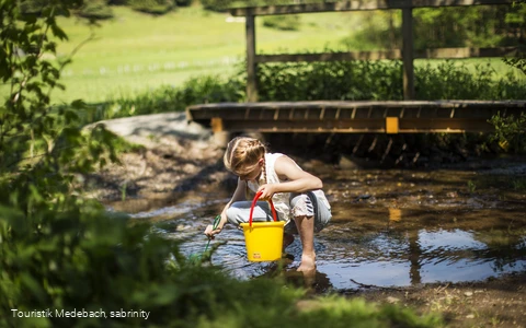 Kinder lieben den Bach am Entdeckerpfad