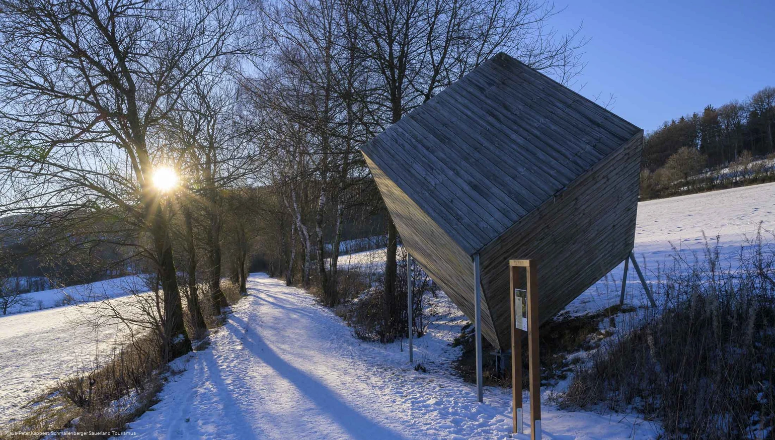 1. Station: "Zuwachswürfel" auf dem Familienerlebnisweg Schmallenberg