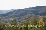 Aussicht vom Ginsterkopf auf Elleringhausen bei blauem Himmel